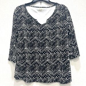 Anne Klein Sport Black and White Quarter Sleeve Shirt Size Large